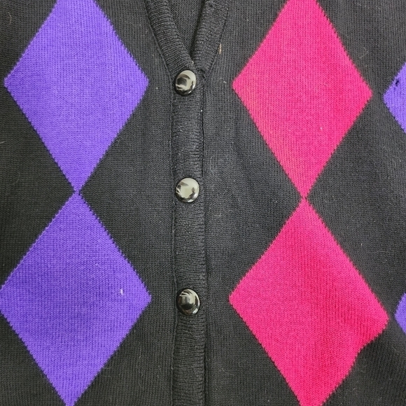 Vintage Miss Pendleton Argle Wool Black Cardigan Size L - Picture 8 of 11